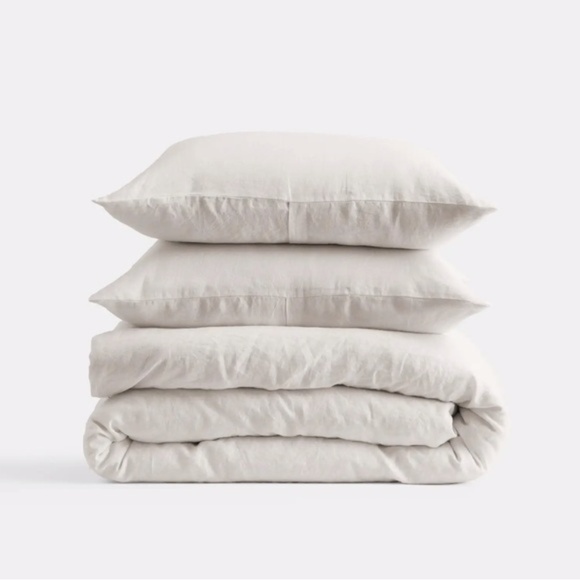 NWT Quince European Linen Light Tan King Duvet Cover Set with Shams in Sand - Picture 7 of 7